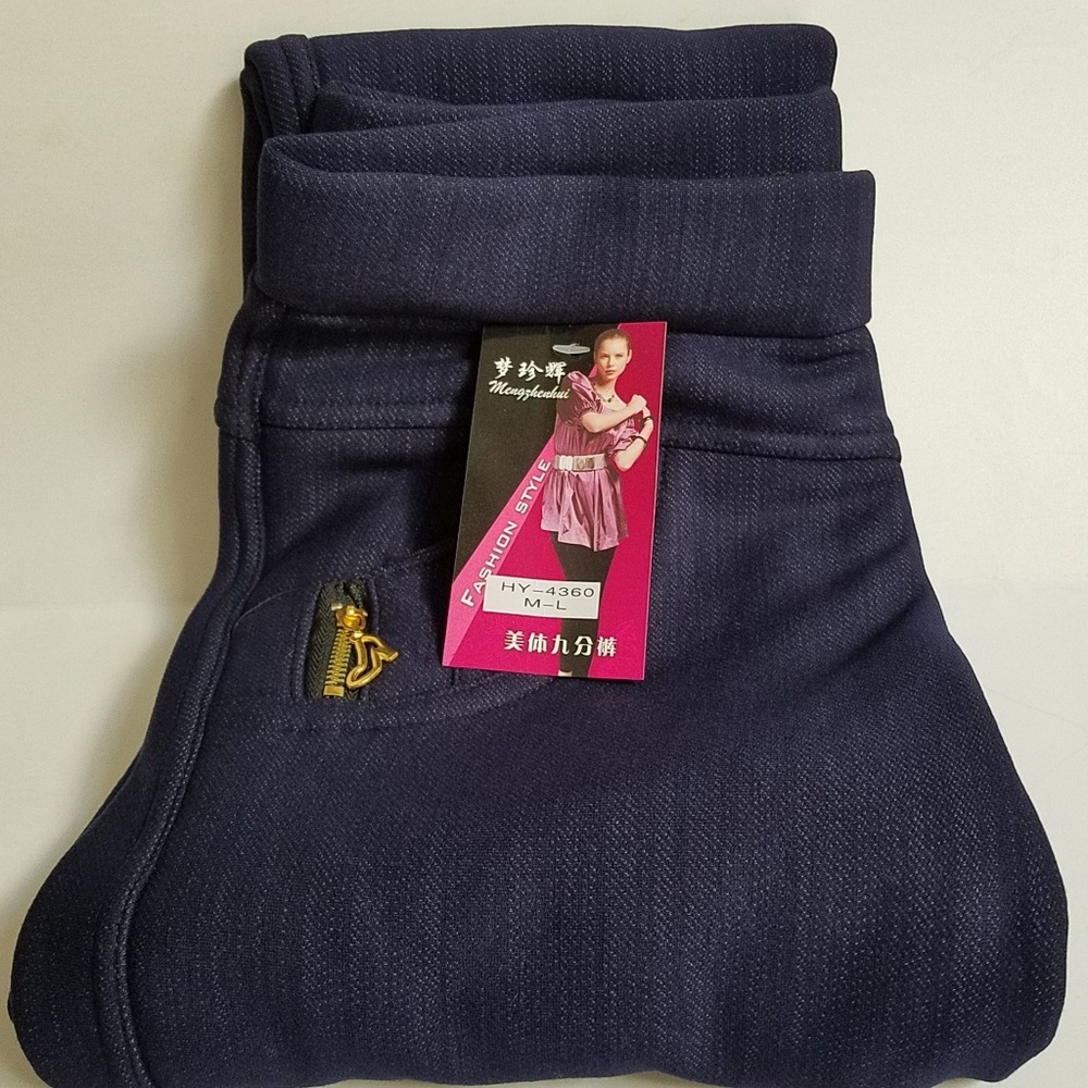 Womens Fleece Lined Navy Leggings